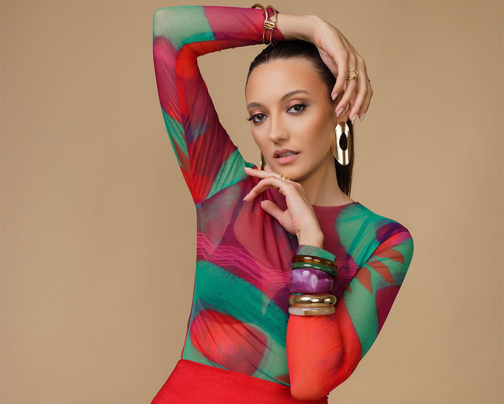 CICI Print Mesh top