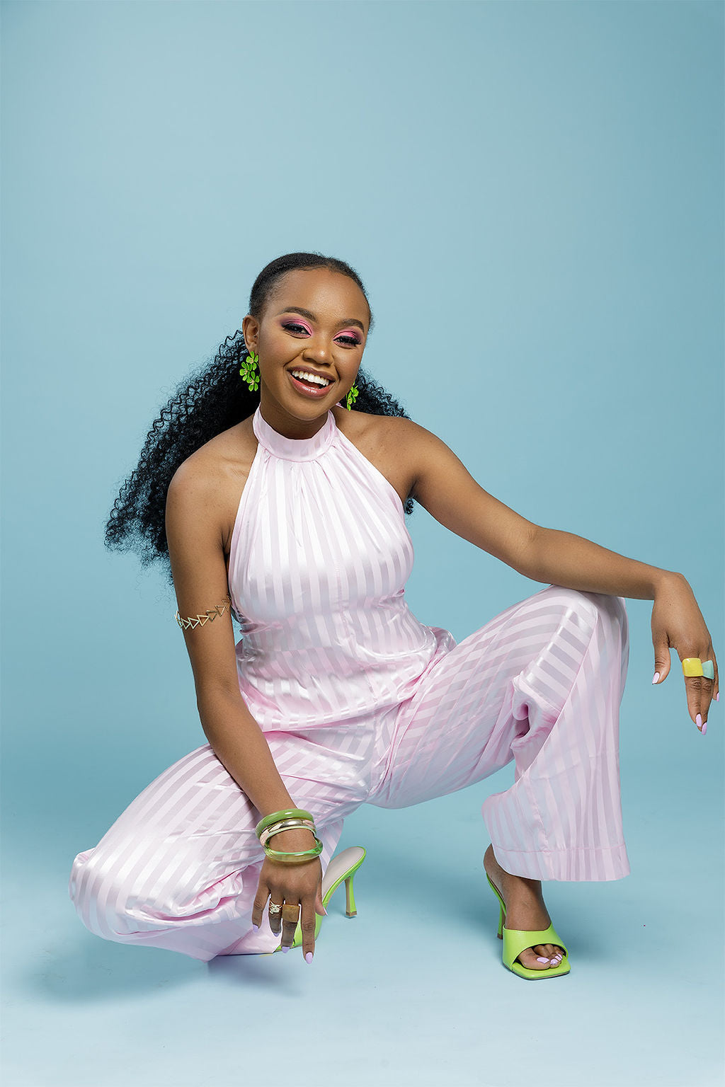 Camellia Striped Silk Jumpsuit