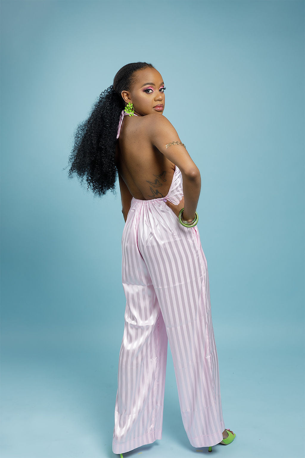 Camellia Striped Silk Jumpsuit