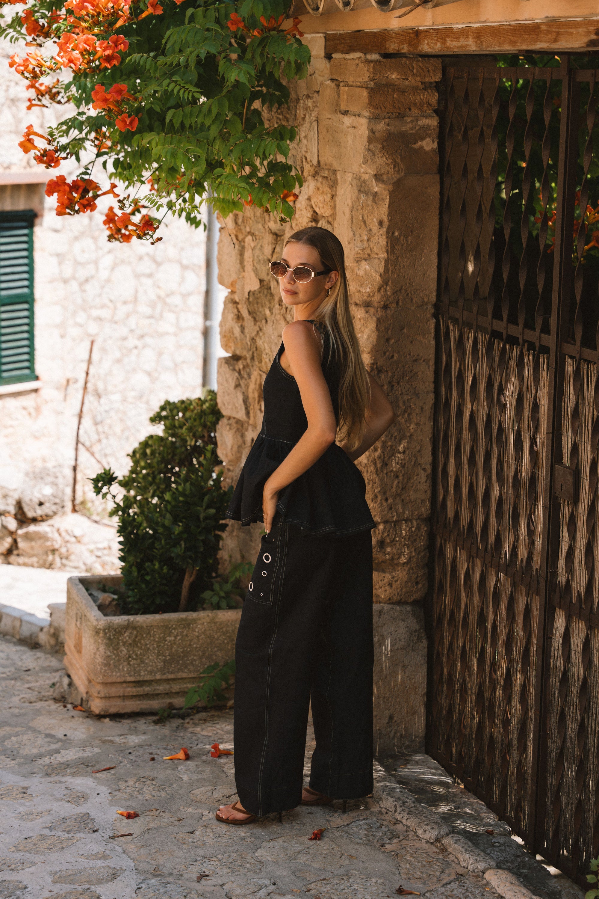Denim high waist pants